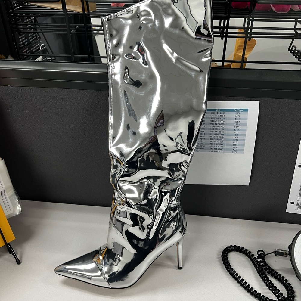 Silver Women's Knee-High Boots